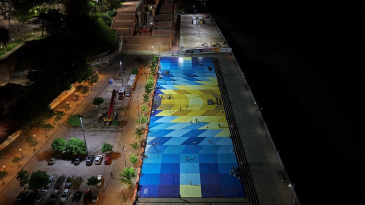 También el mural homenajea los 300 años de la ciudad de Rosario