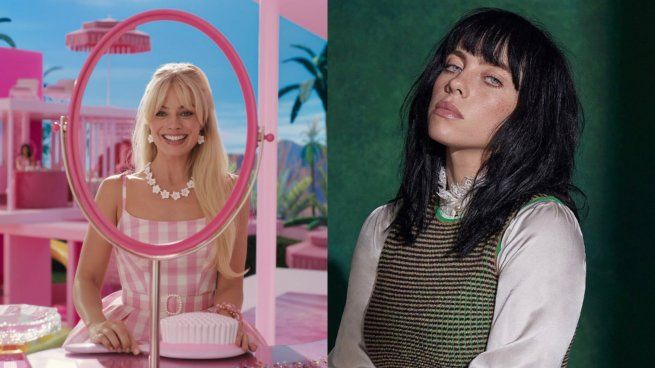 Margot Robbie como Barbie y Billie Eilish.