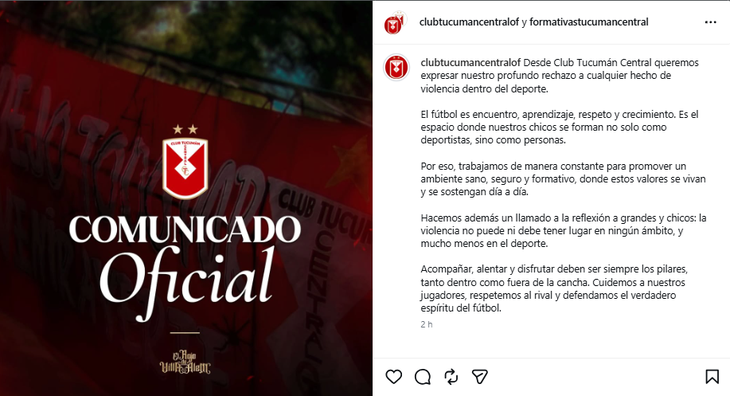 Tras lo sucedido, ambos clubes emitieron comunicados oficiales en los que repudiaron los hechos y remarcaron la importancia de preservar los valores del deporte formativo. Tras lo sucedido, ambos clubes emitieron comunicados oficiales en los que repudiaron los hechos y remarcaron la importancia de preservar los valores del deporte formativo.