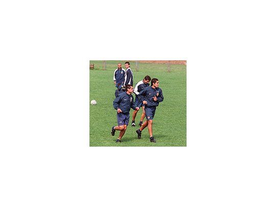 El equipo de Boca Juniors hoy en los entrenamientos.
