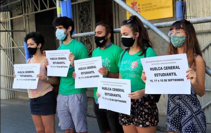 Los estudiantes de Espa&ntilde;a har&aacute;n una huelga entre el 16 y 18 de septiembre exigiendo medidas de seguridad para el regreso a clases.