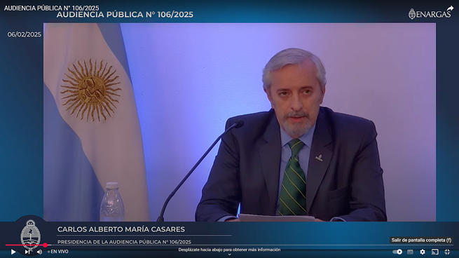 Revisión de las tarigas de gas. El intervendor del Enargas, Carlos Casares, es el presidente de la Audiencia Pública 106.