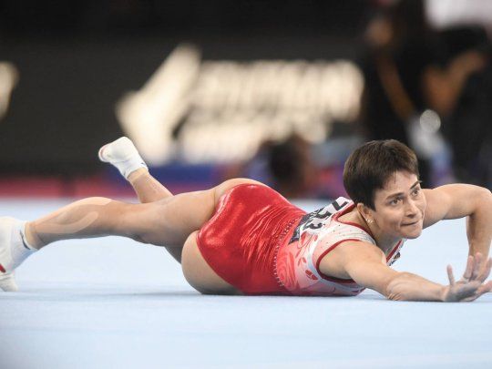 Oksana Chuvositina en el ejercicio de suelo de los Mundiales de Stuttgart, que se disputaron en octubre del a&ntilde;o pasado.&nbsp;