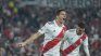 Goal.  Nacho Fernández celebrates his goal, River's second in the 2-1 win over Platense.