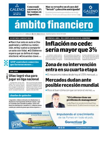 Tapa Edicion Impresa del 2019-04-01