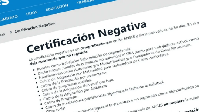 La Certificación Negativa acredita que una persona no registra determinadas prestaciones, aportes o coberturas informadas ante ANSES.