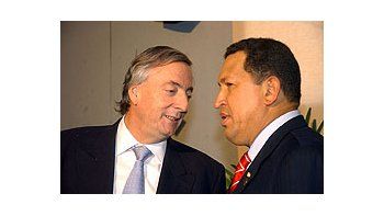 Los presidentes Néstor Kirchner y Hugo Chávez.
