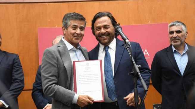 Gustavo Carrizo, nuevo secretario de Minería, junto a Gustavo Sáenz.&nbsp;&nbsp;