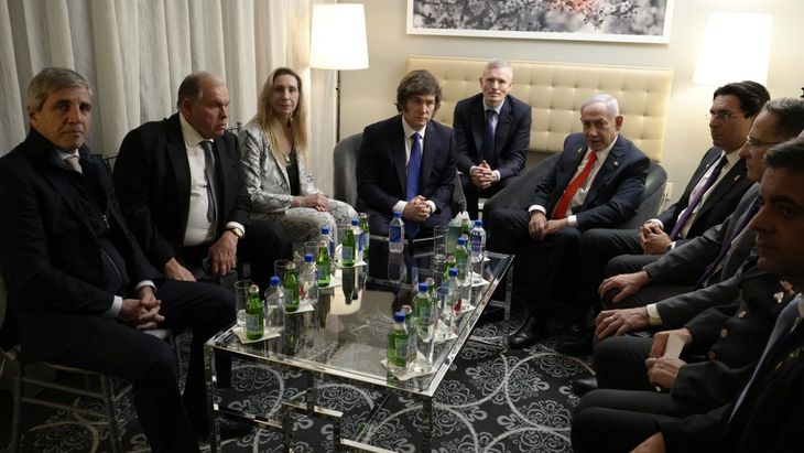 la comitiva de Milei junto a Netanyahu