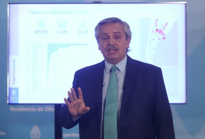 El presidente, Alberto Fernández al explicar el nuevo ciclo de la cuarentena.