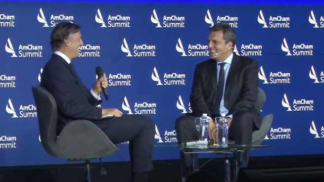 Sergio Massa durante la presentación en AmCham.&nbsp;