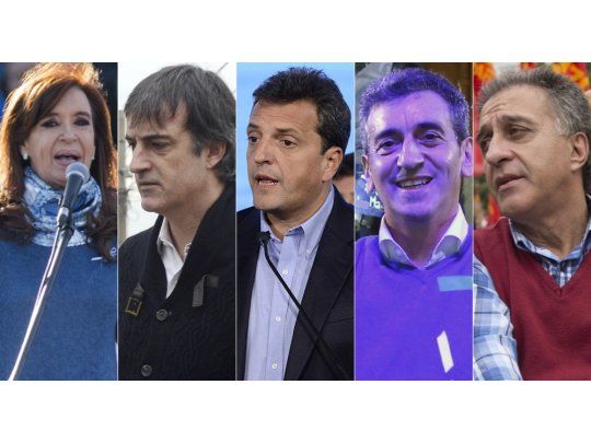 Cristina Fernández de Kirchner, Esteban Bullrich, Sergio Massa, Florencio Randazzo y Néstor Pitrola.