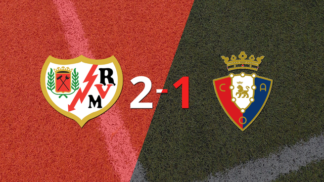 Rayo Vallecano logra 3 puntos al vencer de local a Osasuna 2-1