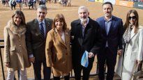 Jorge Macri, Patricia Bullrich y Luis Petri con sus parejas en la Exposición Rural.