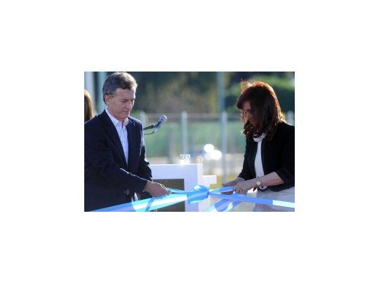 Cristina de Kirchner y Mauricio Macri en la inauguración.