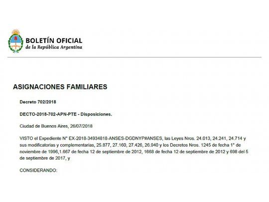 Los seis Anexos del Decreto 708 que modificó las asignaciones