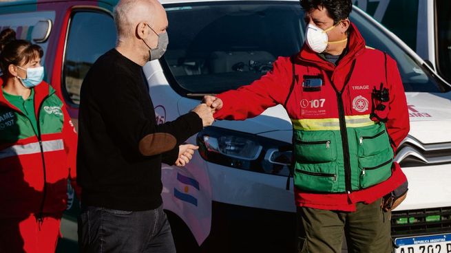 Aniversario. Horacio Rodríguez Larreta, ayer en el acto por los 30 años de la creación del servicio médico público de emergencias de la Ciudad de Buenos Aires, SAME.