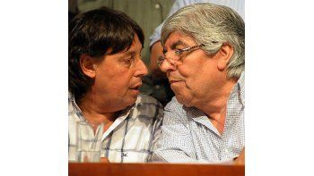 El 20 de noviembre del año pasado, Pablo Micheli y Hugo Moyano en la conferencia de prensa donde evaluaron los efectos del paro convocado por ellos.