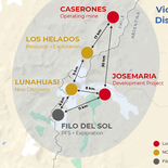 Los Helados se encuentra a unos 10 kilómetros del proyecto Josemaría de Lundin Mining, en desarrollo en San Juan. Los Helados se encuentra a unos 10 kilómetros del proyecto Josemaría de Lundin Mining, en desarrollo en San Juan.