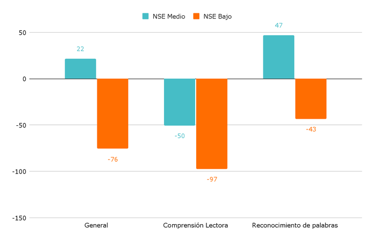 Gráfico 3: wvidencia internacional sobre la pérdida de aprendizajes en verano en Lengua_ por nivel socioeconómico.