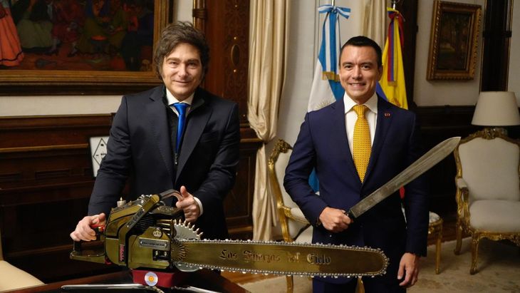 Javier Milei junto al presidente de Ecuador, Daniel Noboa. Javier Milei junto al presidente de Ecuador, Daniel Noboa.