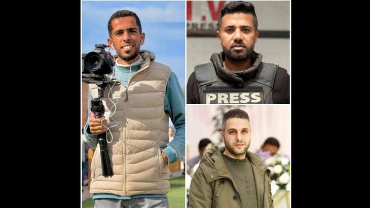 Los periodistas fueron identificados como Abdel Raouf Shaath, Mohammad Salah Qishta y Anas Ghneim. Los periodistas fueron identificados como Abdel Raouf Shaath, Mohammad Salah Qishta y Anas Ghneim.