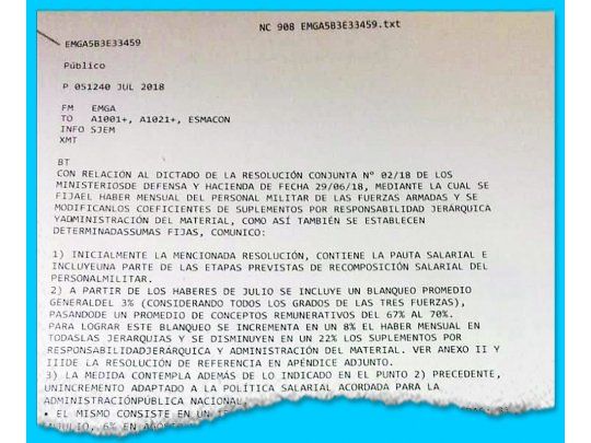 Giro. En un parte interno de la Armada se admite la revisión de la medidas.