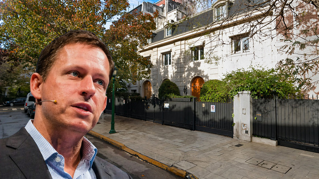 Vista de la residencia adquirida por Peter Thiel en Barrio Parque, una de las zonas más exclusivas de Buenos Aires, donde cerró una operación récord para el mercado inmobiliario porteño
