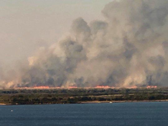 efectos. El humo proveniente de las islas en llamas afecta gravemente a la ciudad de Rosario.