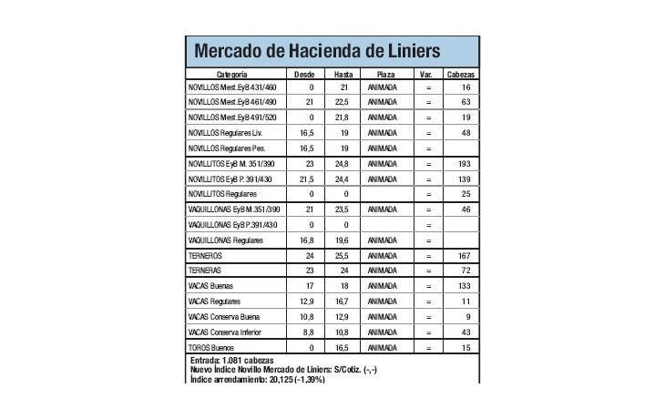 Ingresaron 1.081 animales a Liniers