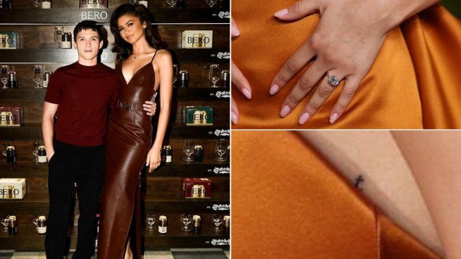 En los Golden Globes se pudo observar el anillo de compromiso en la mano de Zendaya y su tatuaje en las costillas en forma de t.