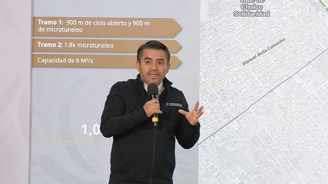 Efraín Morales, titular de la Conagua, en la Mañanera del Pueblo.