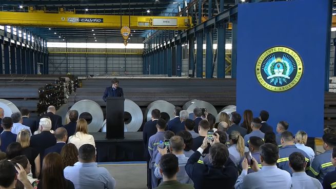 Javier Milei habló en su visita a Sidersa.