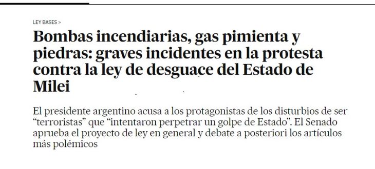 The Spanish newspaper El País dedicated an entire article to the clashes that took place in the streets.