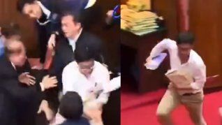 Enfrentamientos en el Parlamento de Taiwán.
