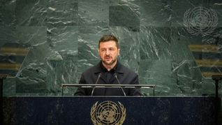 Volodimir Zelenski habló ante la Asamblea General de la ONU en Nueva York.