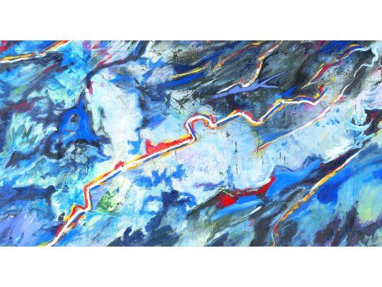 Noé. “Tormenta en la pampa” (1991). Acrílico sobre tela (215 cm x 250 cm) que integra la muestra “Mirada prospectiva”.