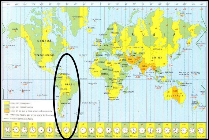 Buenos Aires está en la franja del -4 GMT, mientras que provincias cordilleranas se acercan más al -5 GMT.