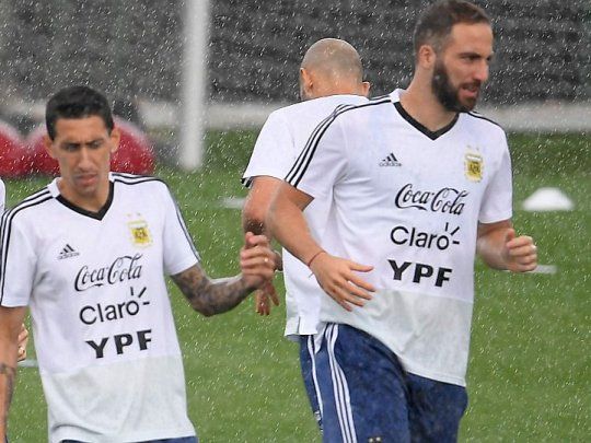 Higuaín, entrenando con la Selección durante el Mundial de Rusia 2018.