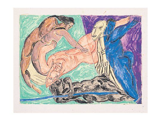 La obra de Richard Sturgeon, que se autodefine como el último romántico, entra y sale de la figuración a la abstracción según su talante.