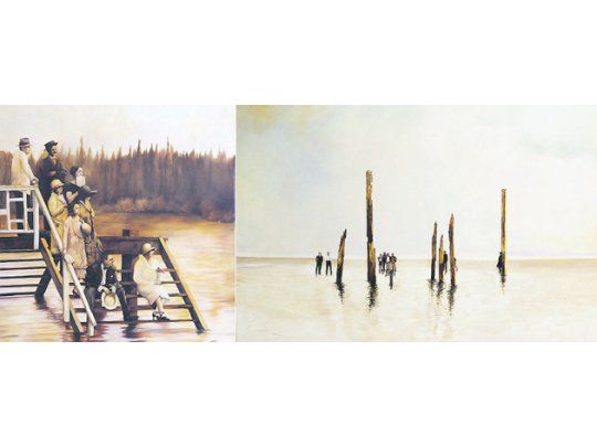Cada uno de los paneles que conforman la enorme obra de 25 metros de Eduardo Cetner permite ver el proceso de su pintura y la composición muy realista. Otra de las “escenas” de “La gran bajante”, obra que ratifica que el artista no busca otra cosa que perfeccionar la búsqueda pictórica.