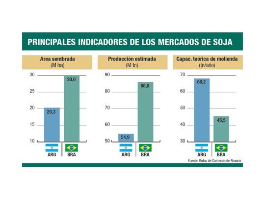 Mundial de soja: empate técnico Argentina-Brasil