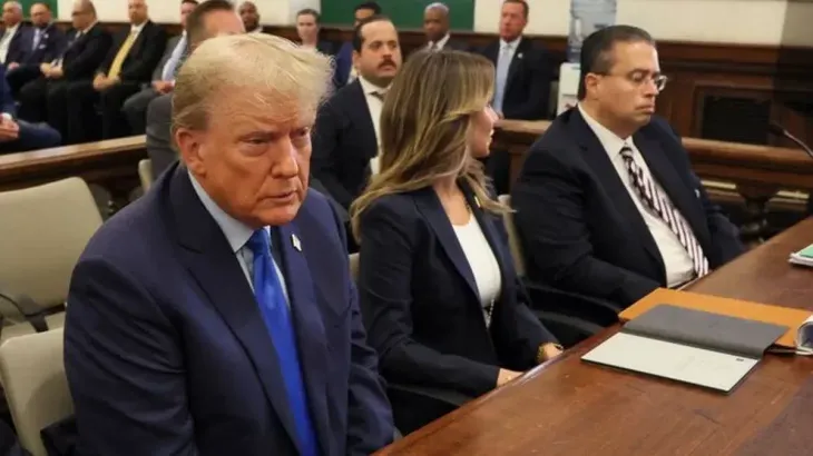 Donald Trump en juicio. 