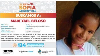 Alerta Sofía tras la desaparición de Maia Beloso