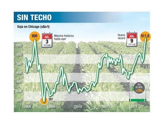 Soja rompió récord y llegó a u$s 611. Caería la demanda