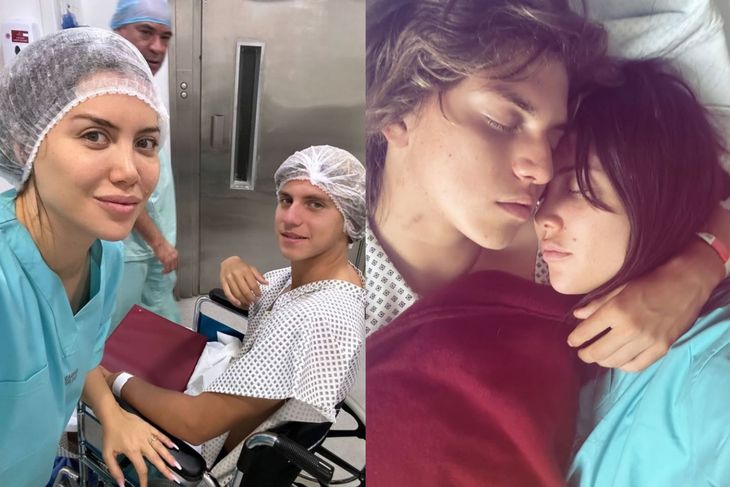 Two of the photos that Wanda Nara shared about her son's operation. Two of the photos that Wanda Nara shared about her son's operation.