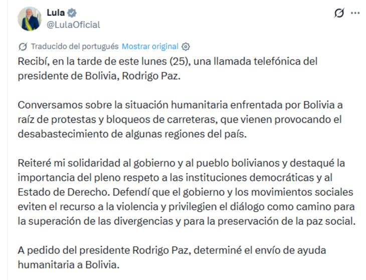 Brasil enviará ayuda humanitaria para asistir a las regiones afectadas por los bloqueos y el desabastecimiento. Brasil enviará ayuda humanitaria para asistir a las regiones afectadas por los bloqueos y el desabastecimiento.
