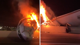La avioneta estrellada en autopista de Texas. La avioneta estrellada en autopista de Texas.