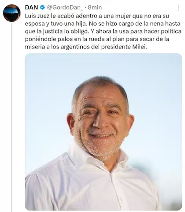 El tuit del Gordo Dan que debi&oacute; borrar.