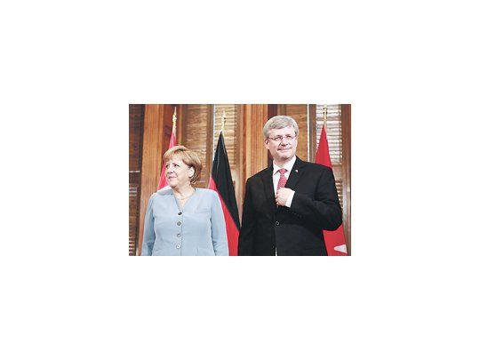 La canciller alemana, Angela Merkel, visitó a su par canadiense, Stephen Harper, en Ottawa.
